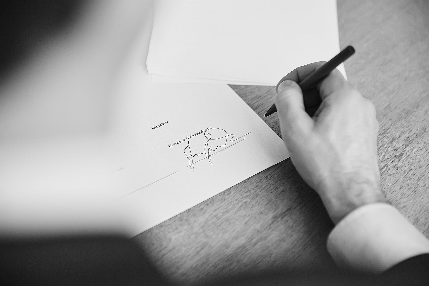 Signature on an executive search contract